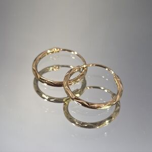 Genuine Vermeil/ Gold Over Sterling Silver Diamond Etched Hoop Earrings